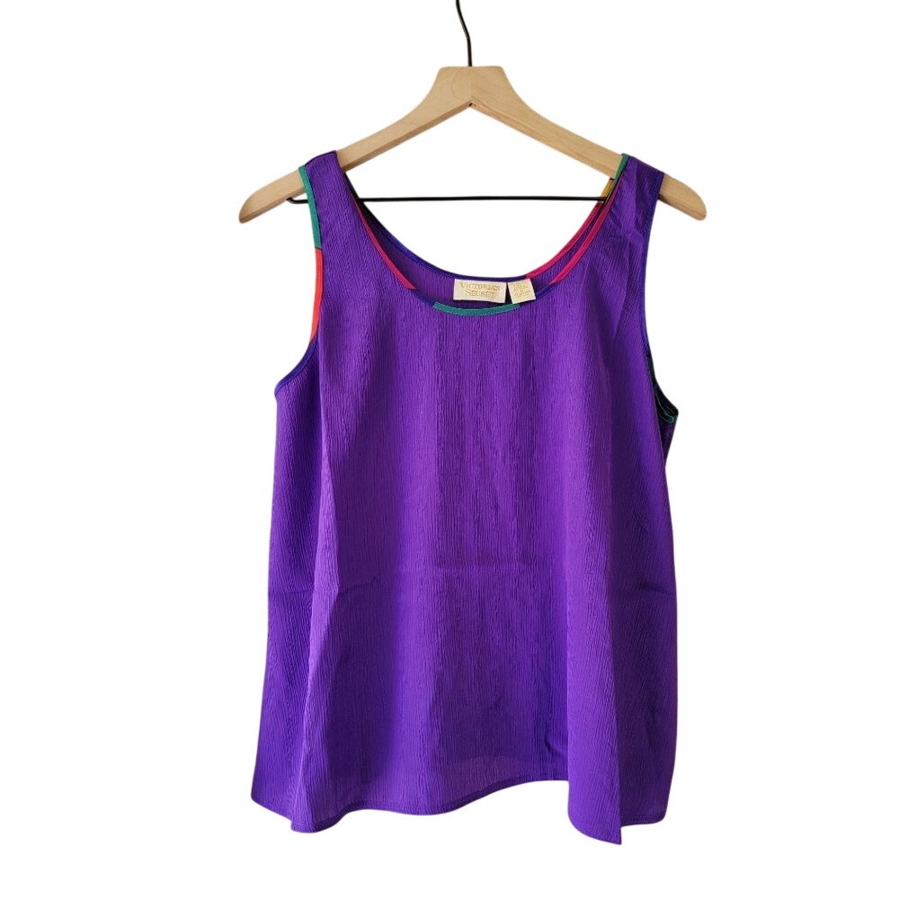 Victoria's Secret Gold Label Tank purple with multicolor lining 90s‎ style, Med